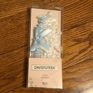 David Tutera Light Blue and White Bridal Garter